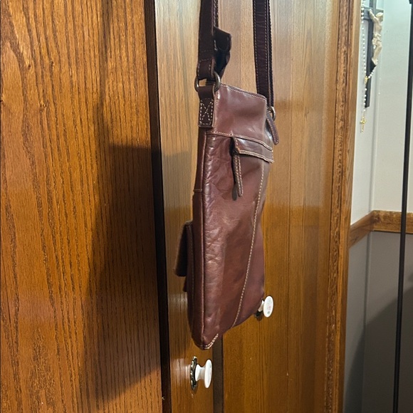 Wild West Los Angeles distressed Brown Leather Crossbody Bag purse - Picture 5 of 10